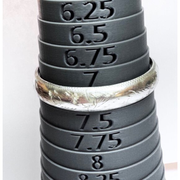 Vintage 925 Sterling Silver Engraved Hinged Bangle Bracelet Size 7.25 Estate - Picture 6 of 10